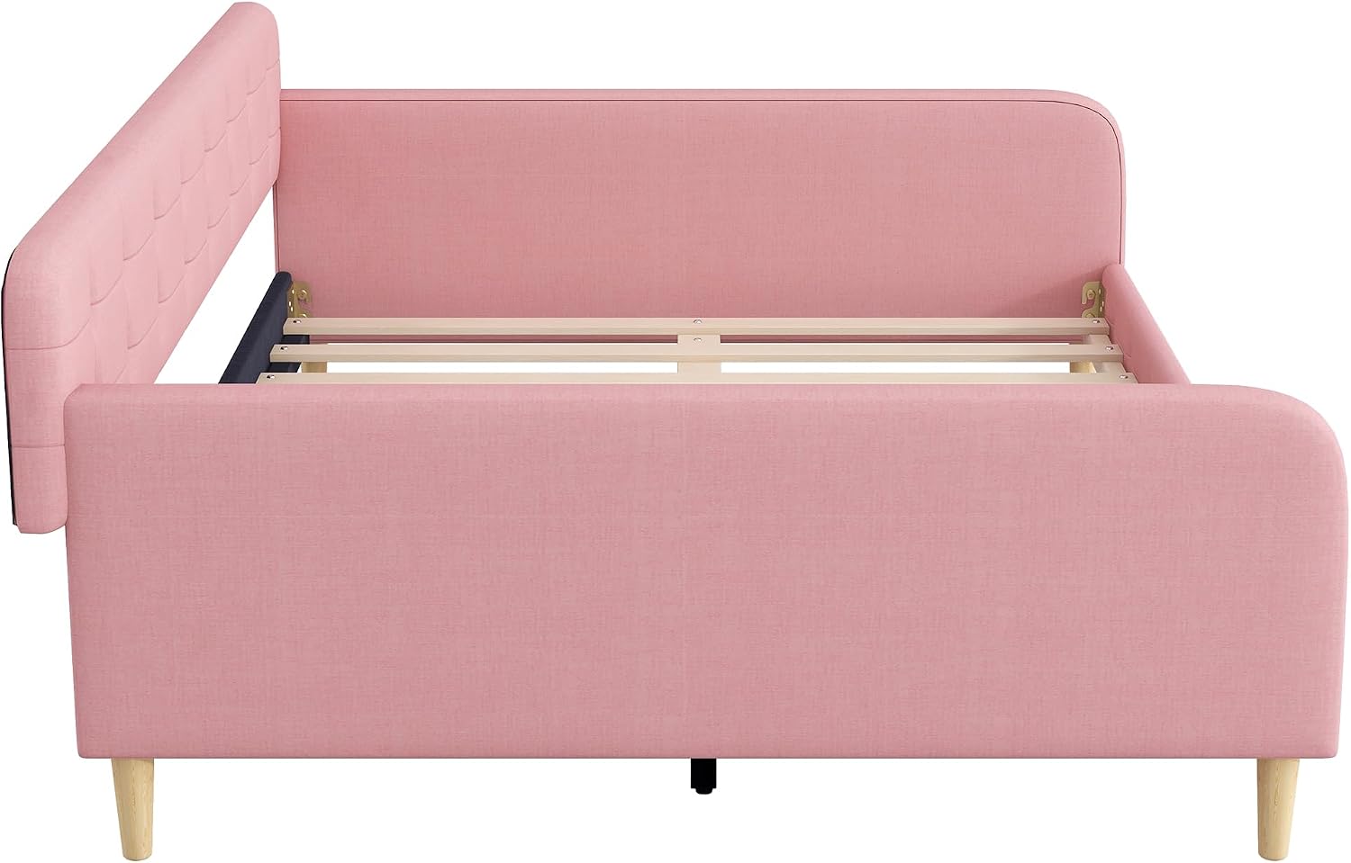 Merax 85' Queen Size Linen Upholstered Daybed with 4 Support Legs,Pink