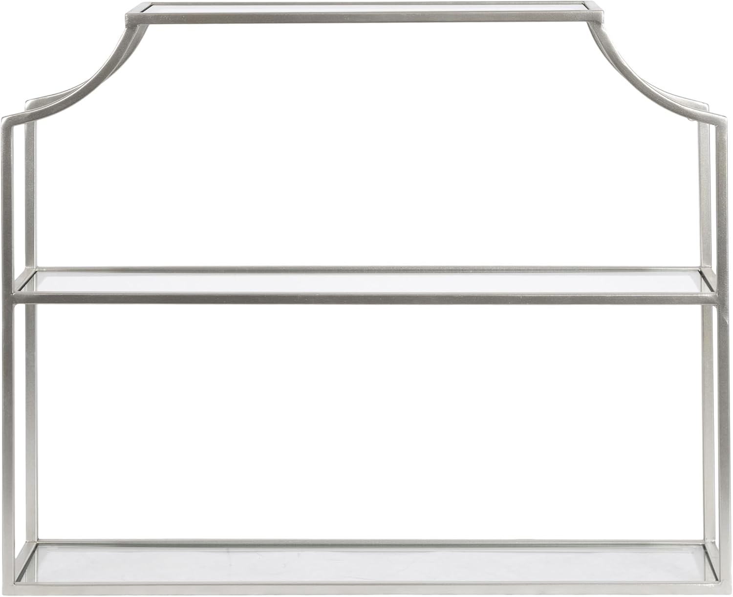 Kate and Laurel Ciel Modern Glam Wide Two-Tier Wall Shelf, 24 x 20, Silver, Tiered Bathroom Shelves for Over the Toilet Storage or Bedroom Makeup Organizer