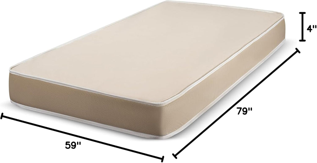4 inch Foam Mattress with Durable Fabric Cover - Queen Size - CertiPUR-US Certified – Made in USA