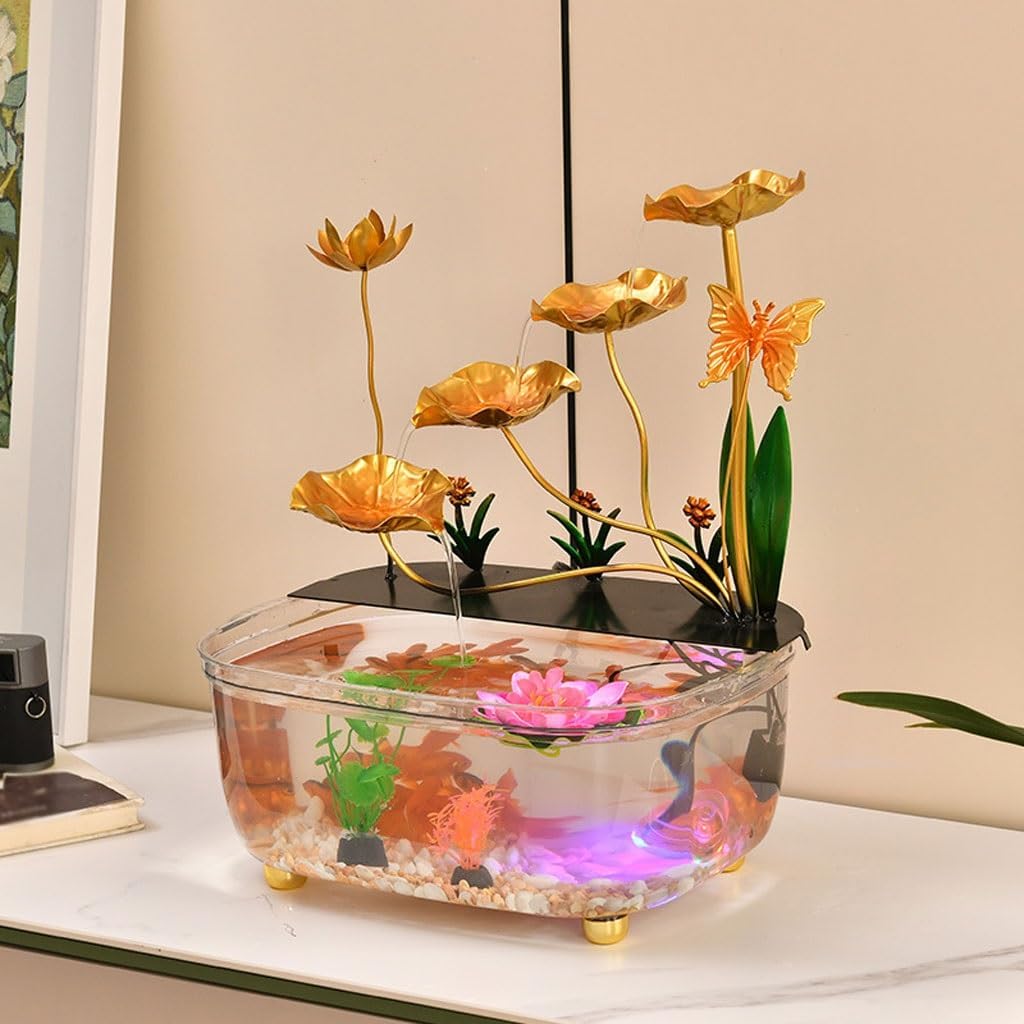 Tabletop Waterfall Tabletop Fountain Wrought Iron Water Ornaments Fish Tank Office Desktop Ornaments Home Decoration Ornaments Tabletop Water Fountain