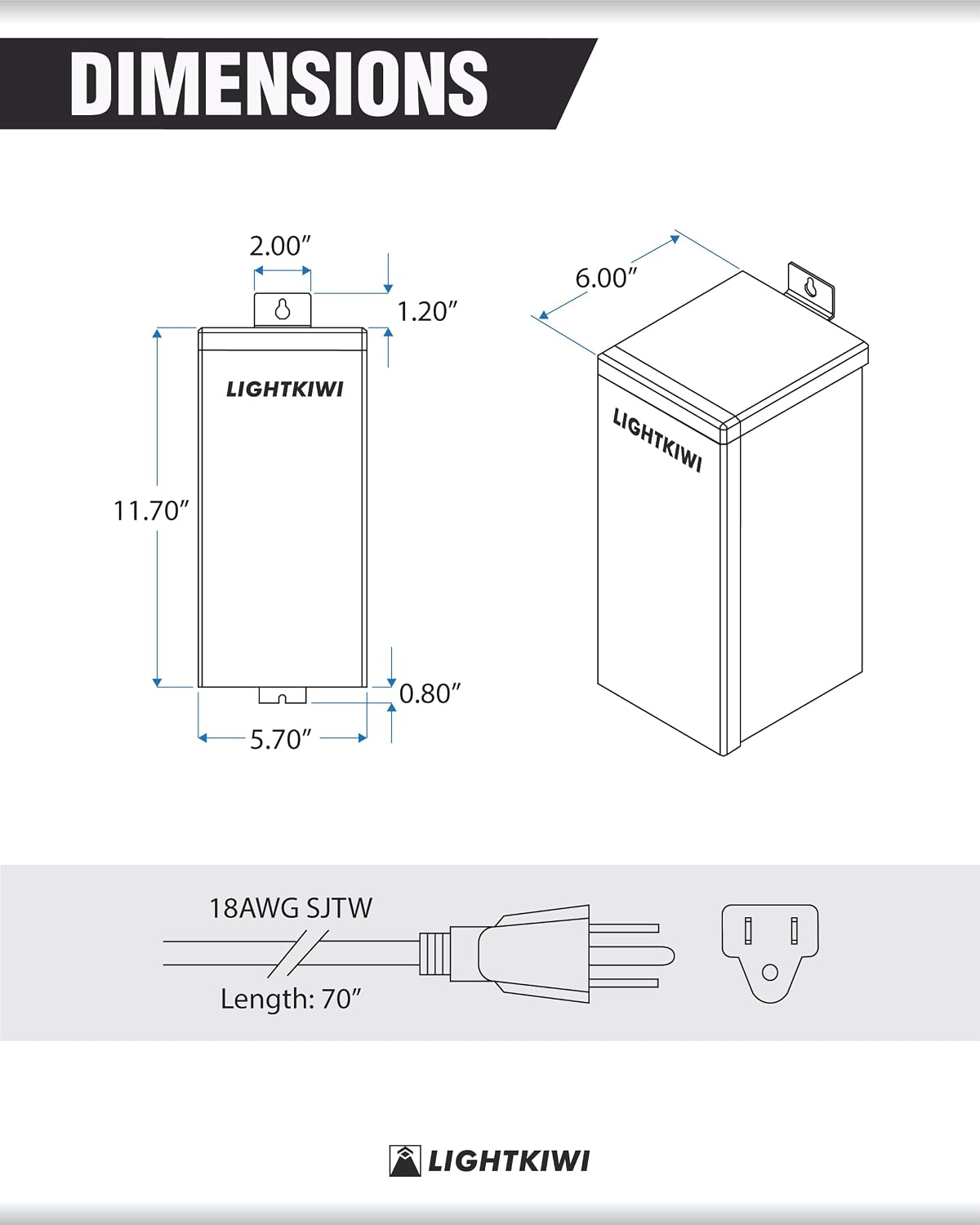 Lightkiwi C6449 150W Outdoor Low Voltage Landscape Lighting Transformer 120V AC to (12V-13V-14V-15V AC) Multi-Tap - Weatherproof for Pathway Lights, Spotlight and Pool/Spa Lightings - ETL Listed