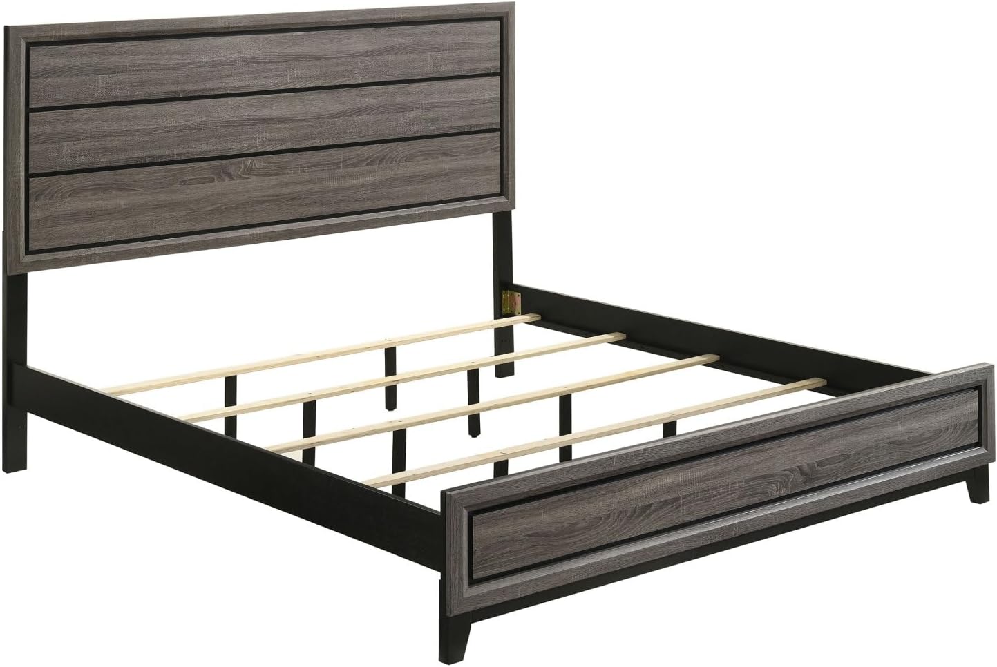 Carina Grey Oak and Black 5-Piece Eastern King Panel Bedroom Set