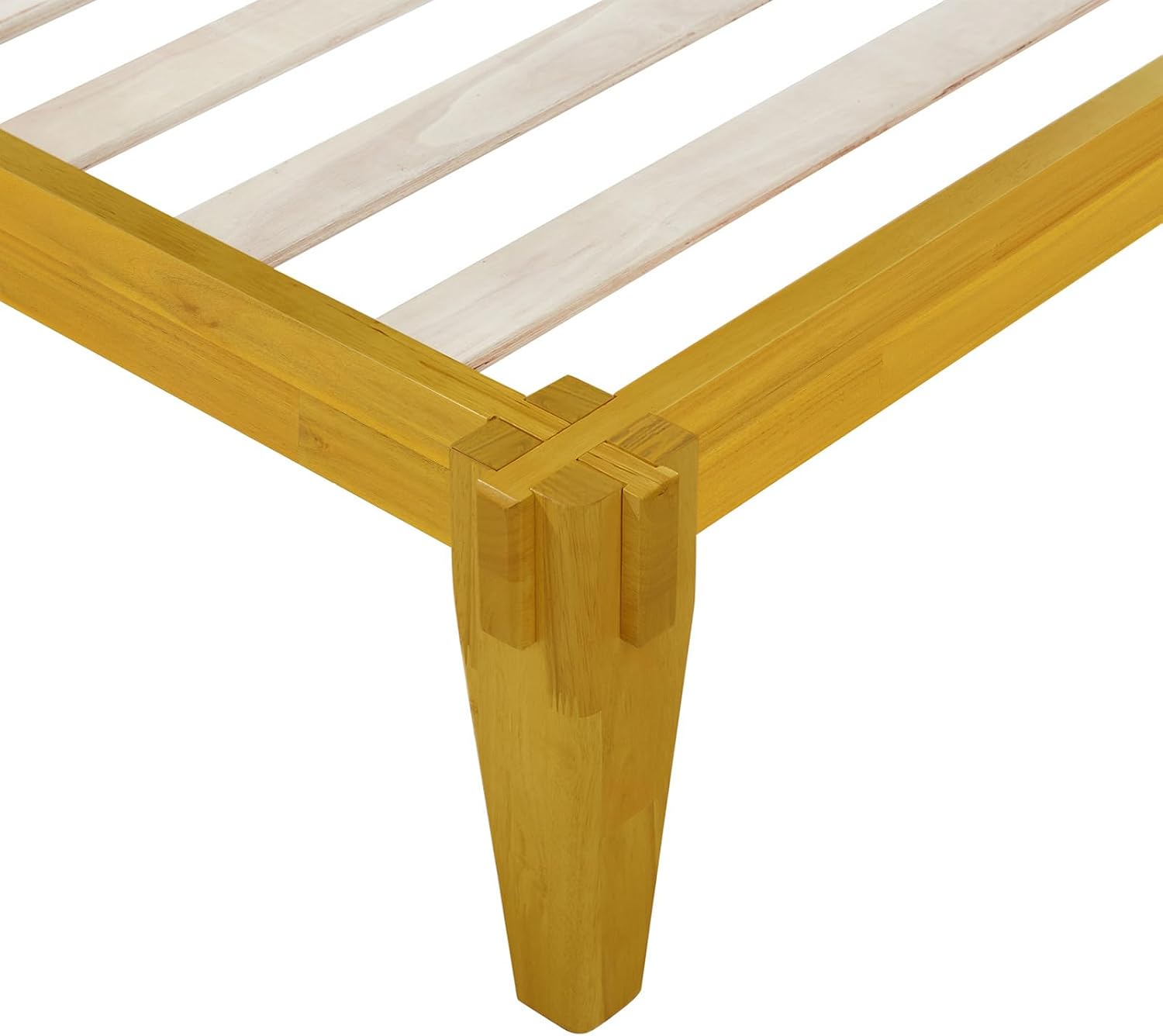 Bme Chalipa 14' Queen Bed Frame - Solid Wood Platform Bed - Japanese Joinery Bed Frame - Wood Slat Support - No Box Spring Needed - Easy Assembly - Minimalist & Modern Style, Golden Natural