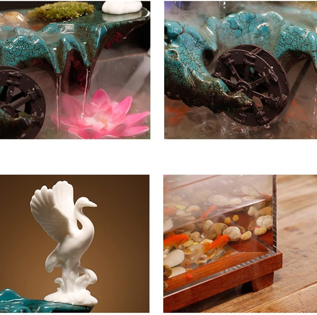 Tabletop Fountains Tabletop Fountain Office Desk Decoration Fountain Indoor Ceramic Rockery Atomized Fountains Creative Fish Tank Waterfall Desktop Fountain Zen Meditatio