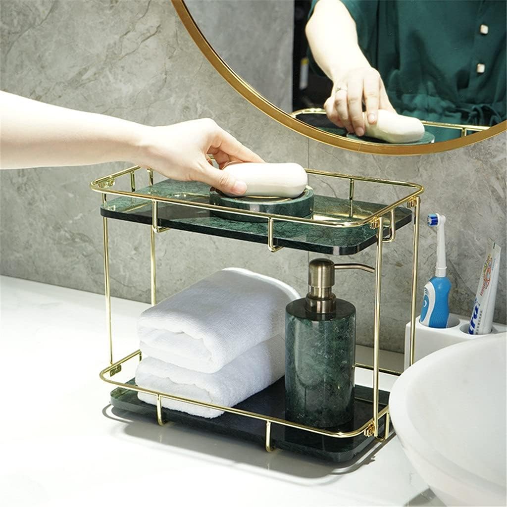 Home Vanity Rectangle Shelf Bathroom Corner Countertop Marble Storage Box Decoration Accessories