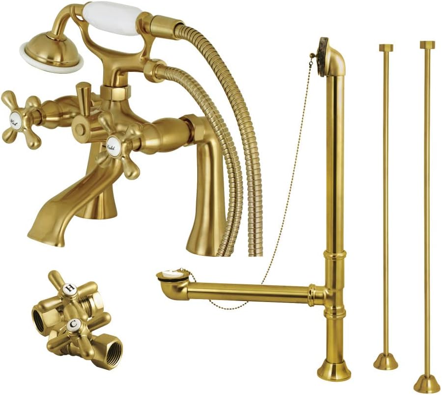 Kingston Brass CCK268SB Vintage Clawfoot Tub Faucet Package, Brushed Brass, 29 x 16.13 x 7