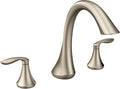 Moen Eva T943BN Two-Handle Roman Tub Faucet Trim Kit, Brushed Nickel Finish, Deck Mount 3-Hole Installation, Valve Required