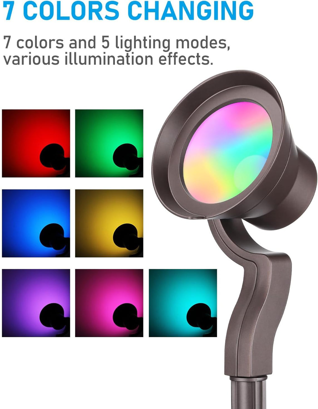 LEONLITE 9W RGB Low Voltage Landscape Lights, Color Changing Wall Wash Landscape Lighting Outdoor, 12-24V LED Landscape Spotlights, Uplight, ETL Listed, Aluminum, IP65 Waterproof, Pack of 4