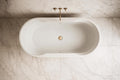 Carver Tubs - Aiden 65' - Modern White Spacious Freestanding Soaking Bathtub With Brushed Nickel Drain - White Oval shape Acrylic Fiberglass Two Person Bath Tub- 65'L x 29'W x 22'H