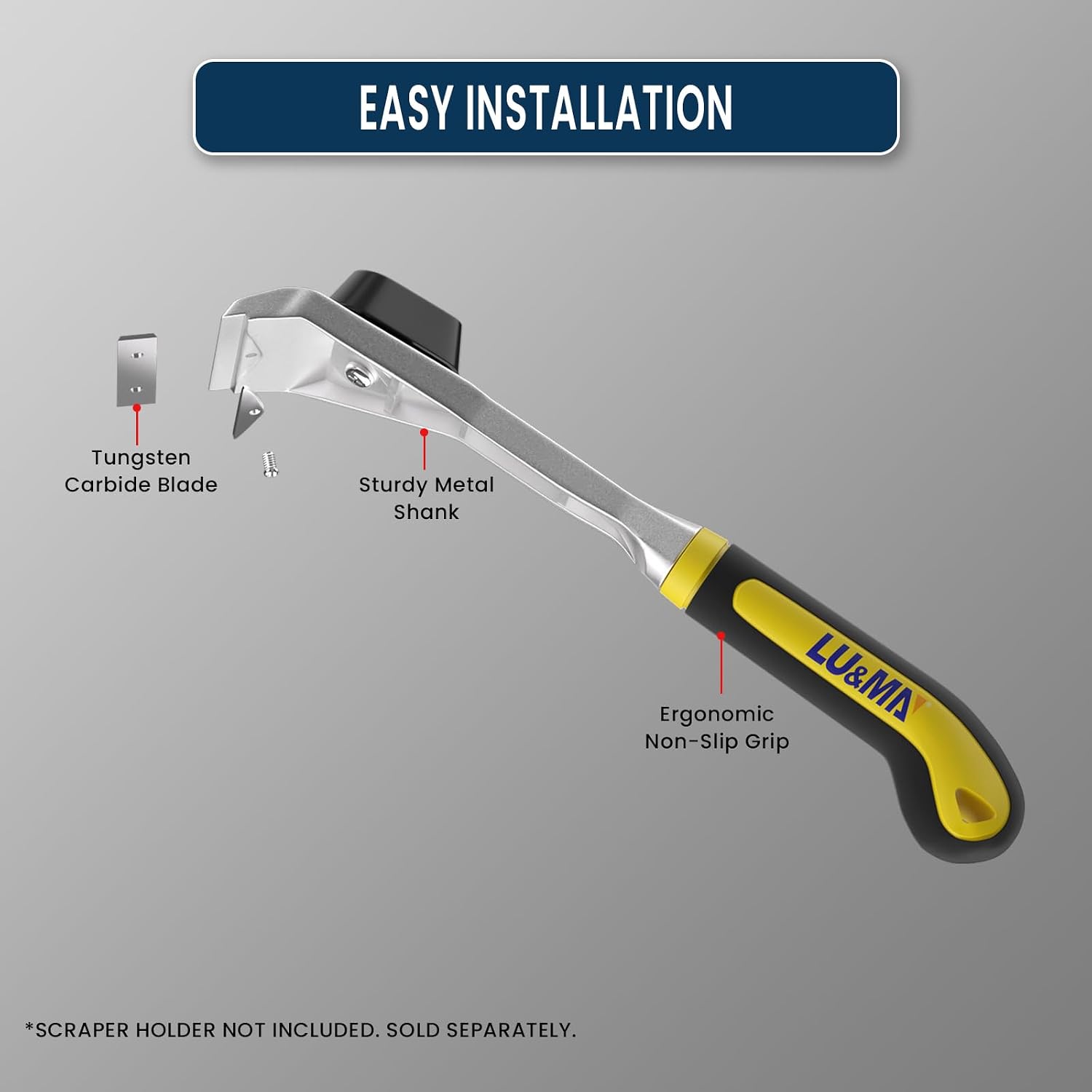 LU&MN Carbide Scraper Replacement Blades, 2.38' / 60×12×1.5mm Double-Edged Reversible Blades, Fits Most Handheld Paint, Glue& Grout Scrapers, 100Pieces