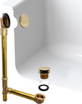 Westbrass A326HBJ-01 25' Brass Bath Waste & Overflow Assembly with European Tip-Toe Drain Plug and Illusionary Faceplate, Polished Brass