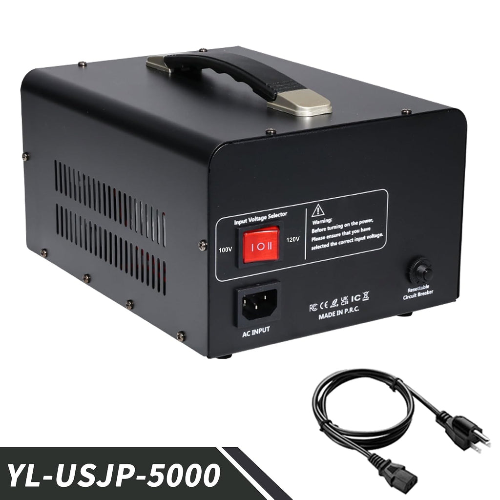 Yinleader 120V to 100V US to Japan Voltage Converter Step Down/Up Transformer for Japanese Industrial or High-Power Use in US(5000W)