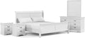 Furniture of America Arabella Traditional Solid Wood 5 Piece Bedroom Set with King Bed Frame, Nightstands, Dresser with Mirror, Storage and Organization, Bedframe Box Spring Needed, White