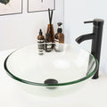 Design Vessel Sink Bathroom Sink above counter Small Vessel Sink Bathroom Sink Bowl Countertop Modern Sinks with faucet and drain combo 16.5' Round Transparent New