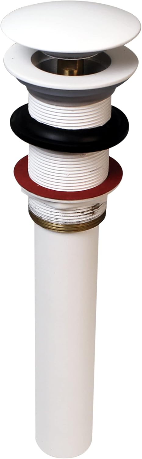 Westbrass D410A-1-60 Mushroom Style Pop-Up Stopper Drain for Vessel/Bowl Sinks with No Overflow, Matte White