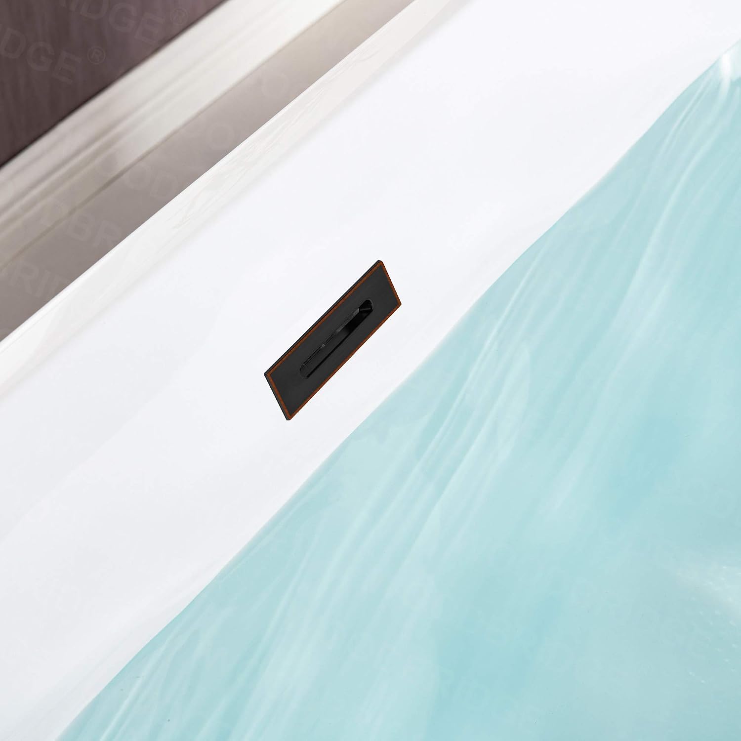 WOODBRIDGE 67' Acrylic Freestanding Bathtub Contemporary Soaking White Tub with Oil Rubbed Bronze Overflow and Drain, BTS1609-ORB-Drain&O