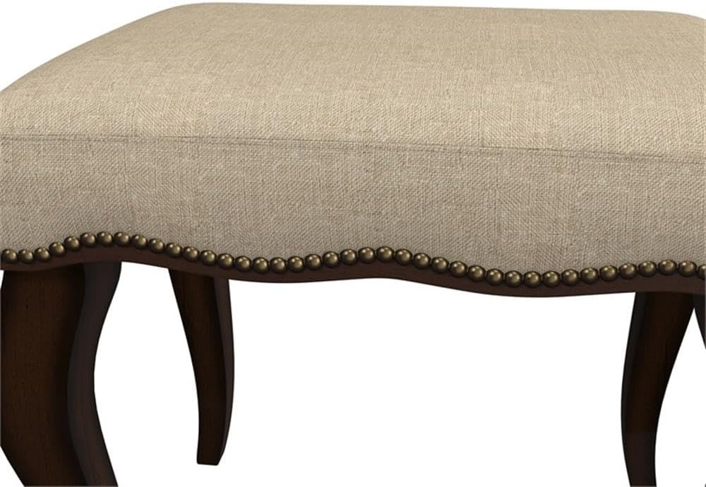 Hillsdale Hamilton Wood and Upholstered Backless Vanity Stool for Makeup Room and Bathroom, Burnished Oak