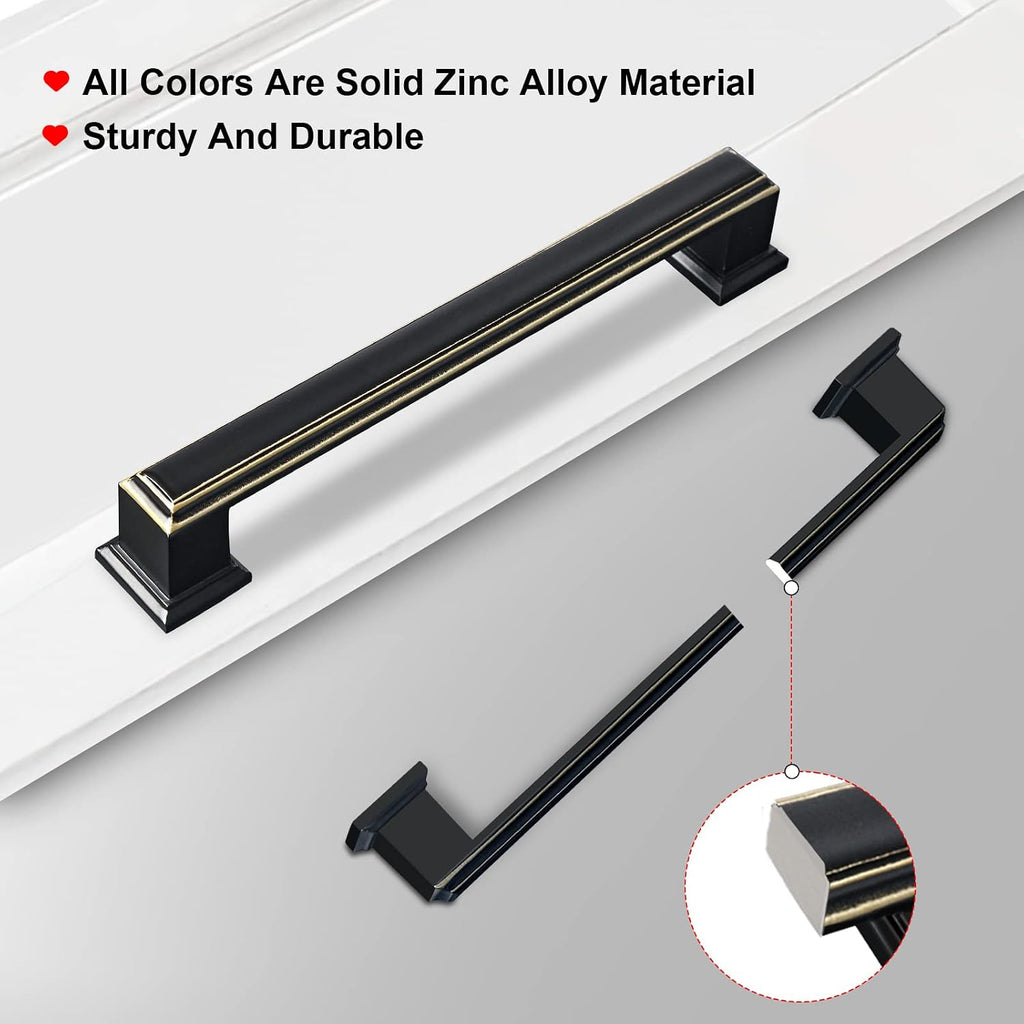 20 Pack Antique Copper Cabinet Handles 7-1/2 Inch Hole Center Vintage Copper Handles Pulls Kitchen Cabinet Pulls Solid Zinc Alloy Square Cabinet Hardware for Cupboard Drawer Dresser Pulls