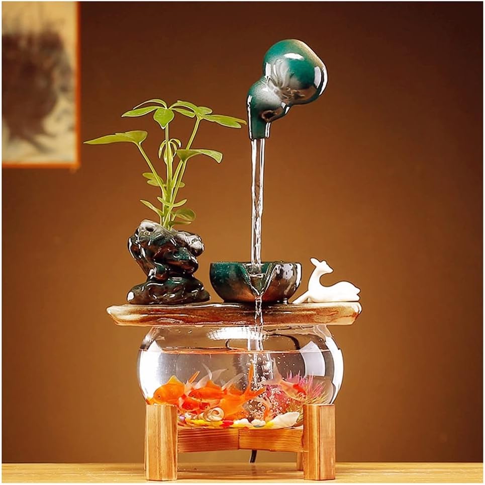 House Decorative Items Tabletop Fountain Circulating Water Fountain Home Lucky Water Decoration Office Living Room Desktop Fish Tank Tabletop Waterfall Founta,A