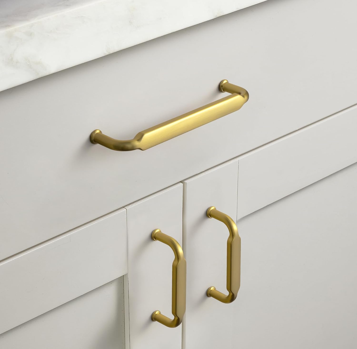 Goo-Ki Brushed Gold Drawer Handles 12-3/5 in（320mm） Hole Centers Straight Bar Pull,6-Pack Solid Cabinet Handles for Kitchen Cabinets and Dresser Drawers 2202-LSJ-320