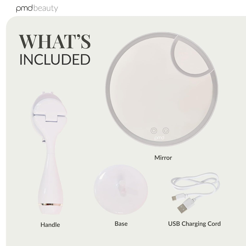 PMD Reflect Pro - Premium Beauty LED Mirror with TriLume Technology & Handheld Capabilities - Three Light Modes - 360° Rotation, 90° Tilt, & 5x Magnification - Travel Ready