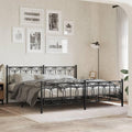 Metal Bed Frame with Footboard Black 76'x79.9' King Steel Platform Bed Frame Heavy Duty Bedframe with Storage Space Underneath for Bedroom Furniture