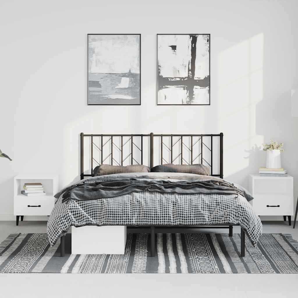 Queen Bed Frame Metal with Headboard Black 59.1'x78.7' Steel Platform Bed Frame Sturdy Bedframe with Underbed Storage Space for Bedroom Furniture