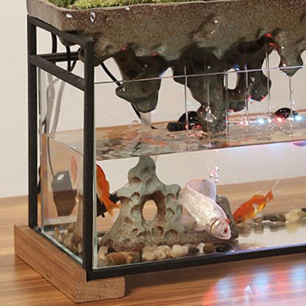 Waterfall Fountain Indoor Flowing Water Ornaments Living Room TV Cabinet Desktop Glass Fish Tank Circulating Fountain Table Top Water