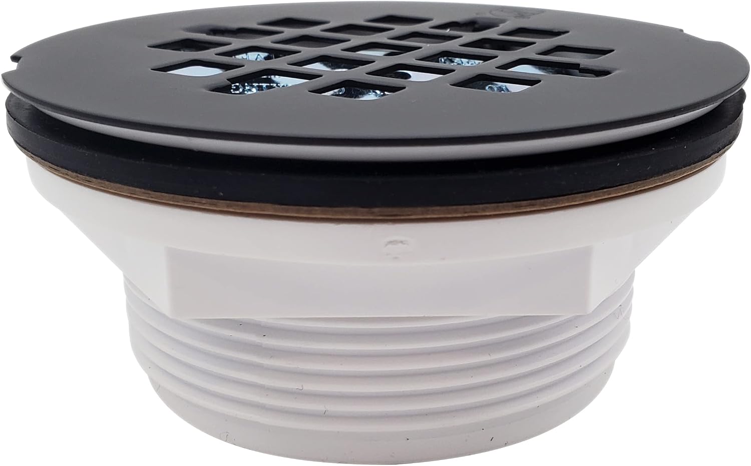 Westbrass D206P-50-12 2' No-Caulk PVC Compression Shower Drain with 4-1/4' Round Grid Cover, Oil Rubbed Bronze (50-Pack)