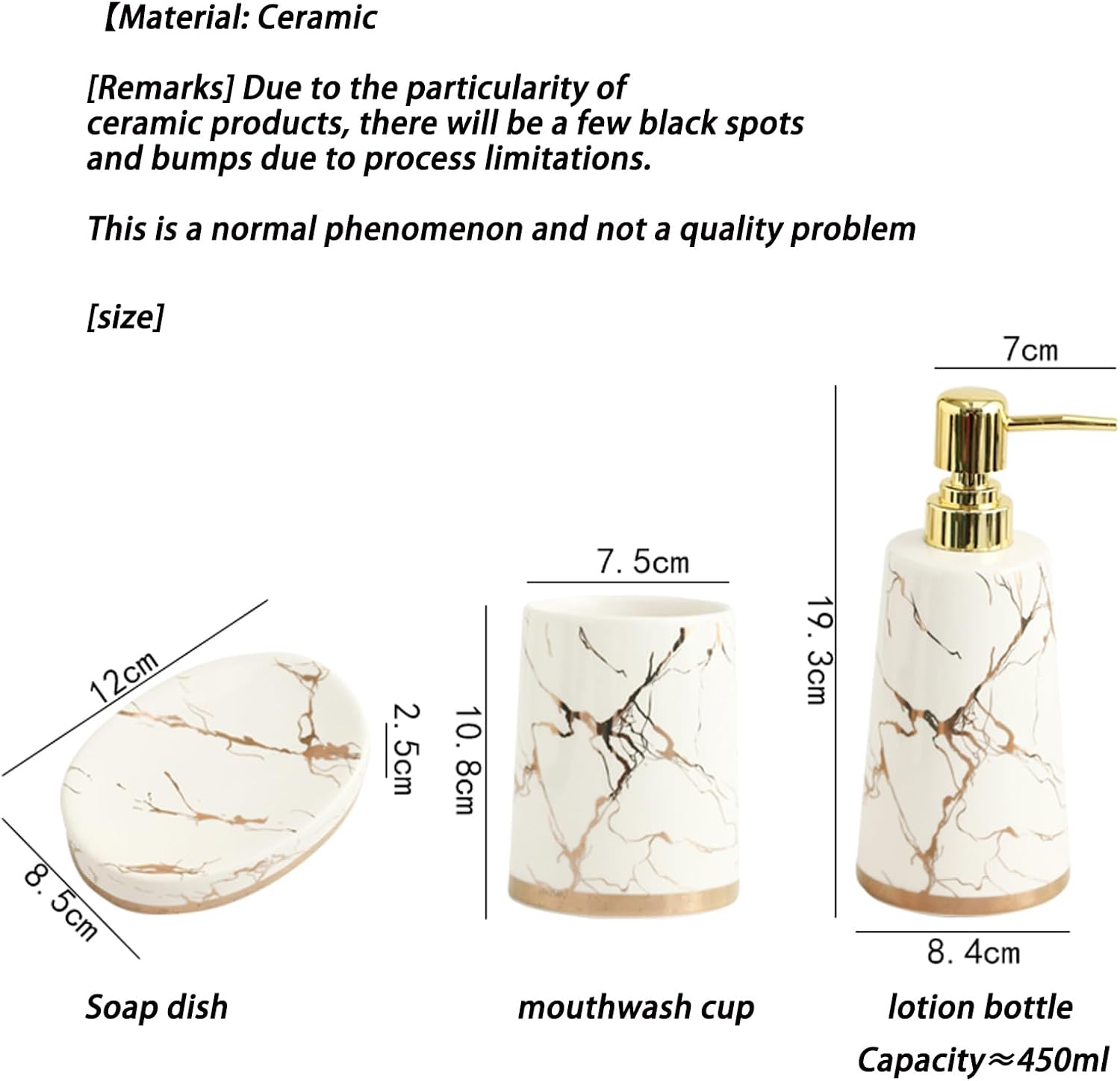 Ceramic Shampoo Conditioner Dispenser,Marble Pattern Refillable Empty Lotion Liquid Soap Pump Bottle,Pump Dispenser Bottles,for Bathroom Countertop,Green