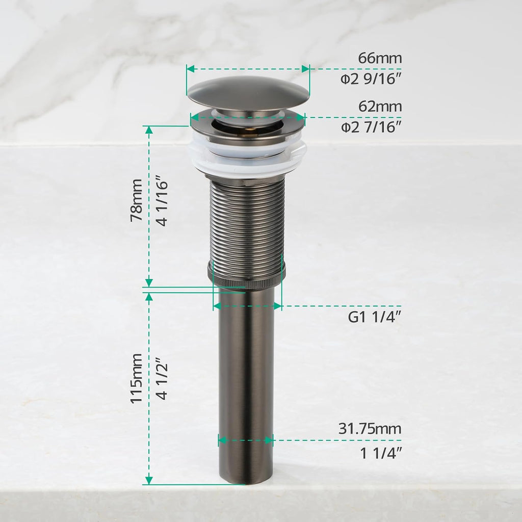 Lefton Rotatable Bathroom Faucet BF2204 with Pop-up Bathroom Sink Drain Stopper Without Overflow D01 (Contemporary, Grey)