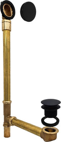 Westbrass 7982420HBJ-62 25' Bath Waste Assembly with Ball Joint, Tip-Toe Drain and Illusionary Overflow Faceplate, Matte Black