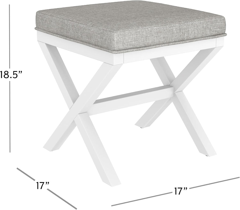 Hillsdale Somerset Backless Wood Vanity Stool for Makeup Room or Bathroom, White