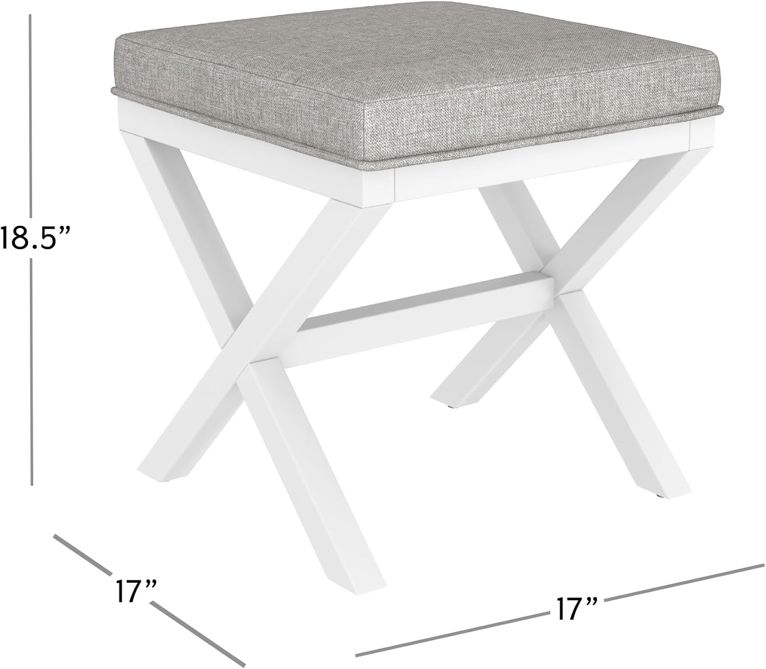 Hillsdale Somerset Backless Wood Vanity Stool for Makeup Room or Bathroom, White