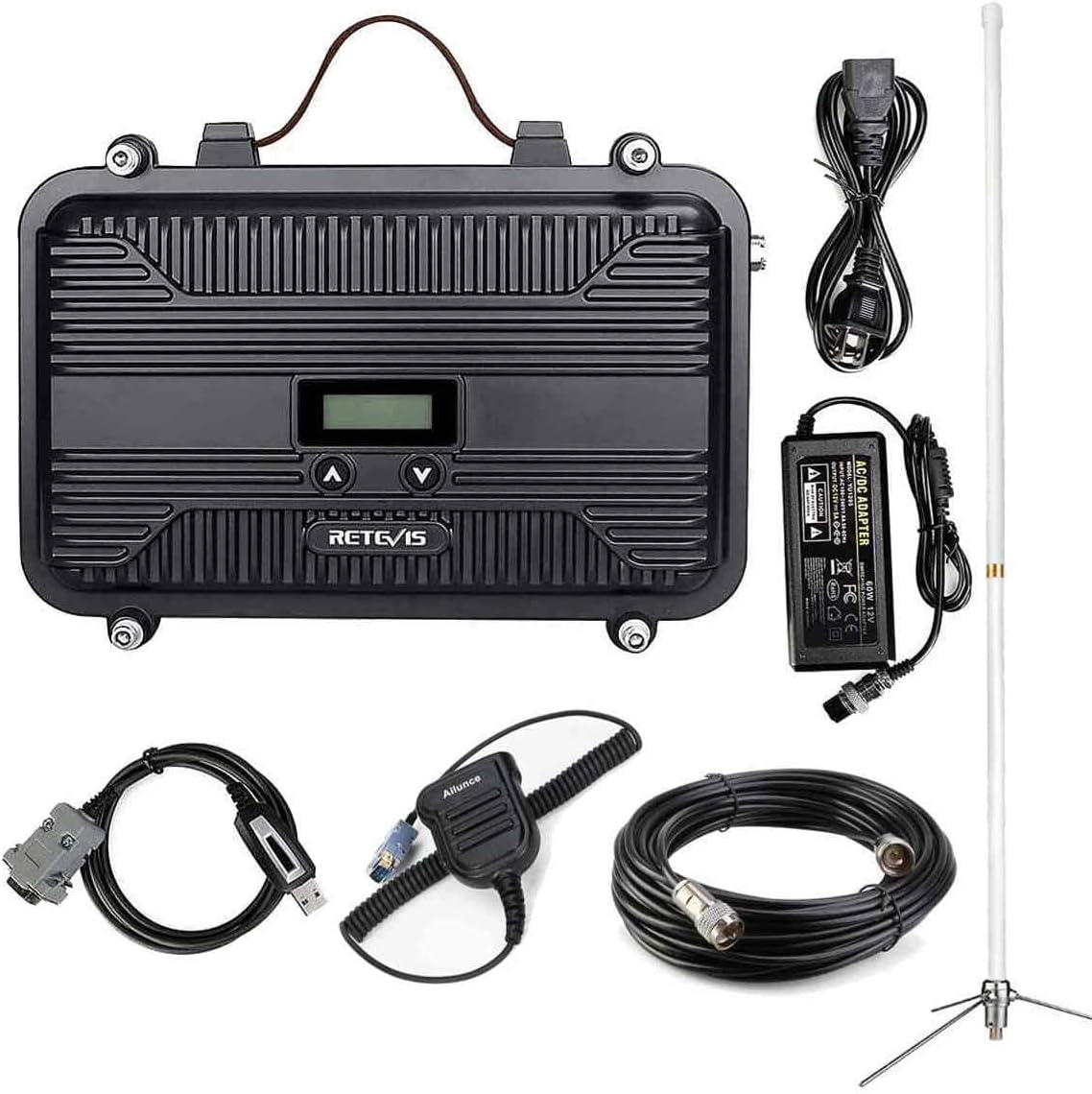 Retevis RT97S GMRS Repeater, RT97 Upgraded Version, Survival Radio Repeater, Full Duplex Long Range with Mic, Compatible with Raspberry Pi, LCD Screen for Emergency, Warehouse and Logistics(1 Pack)