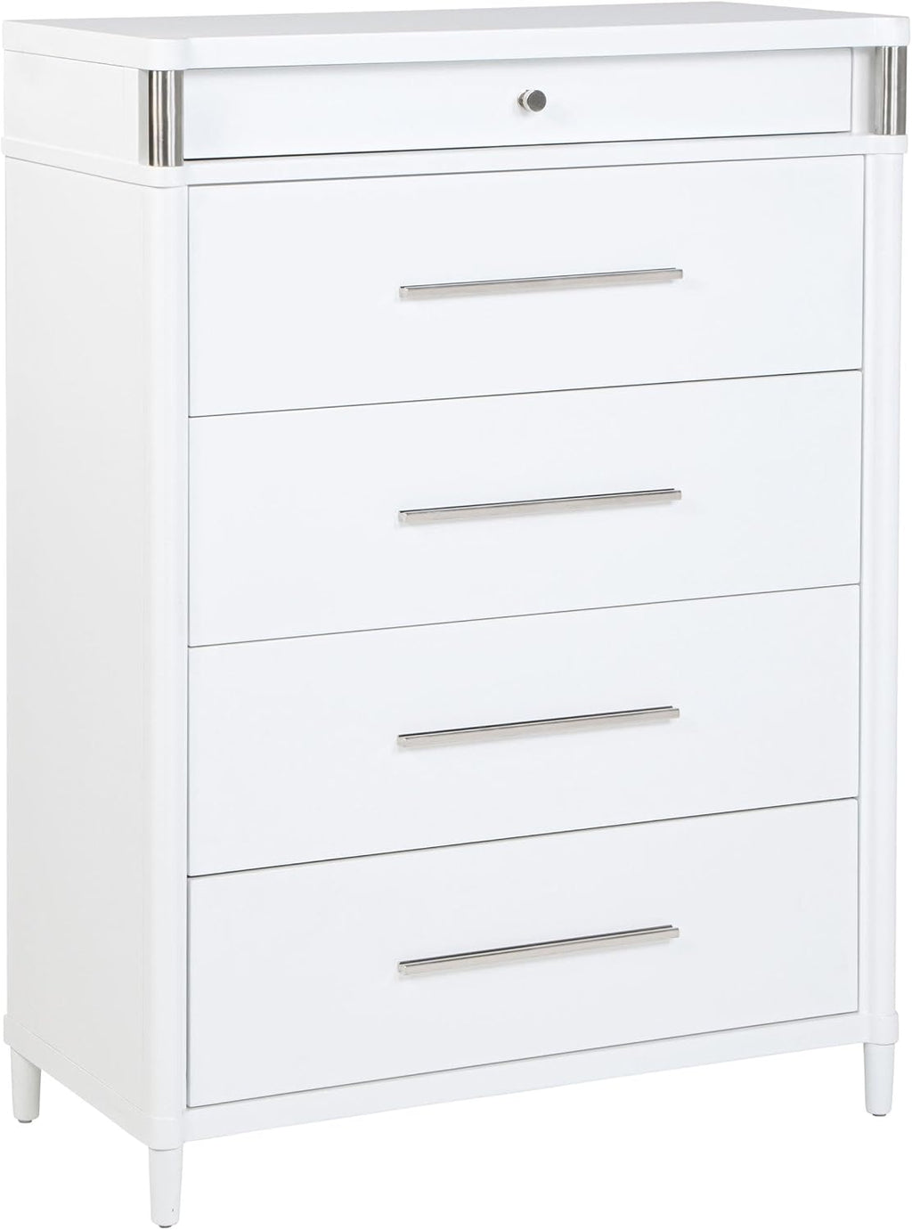 Coaster Home Furnishings - Gracemont - Wood - 5-Piece Bedroom Set with Light Grey Fabric, Vertical Tube, Cord Access and Flat Drawer Fronts - Bedroom - Queen Size - White - 225071Q-S5