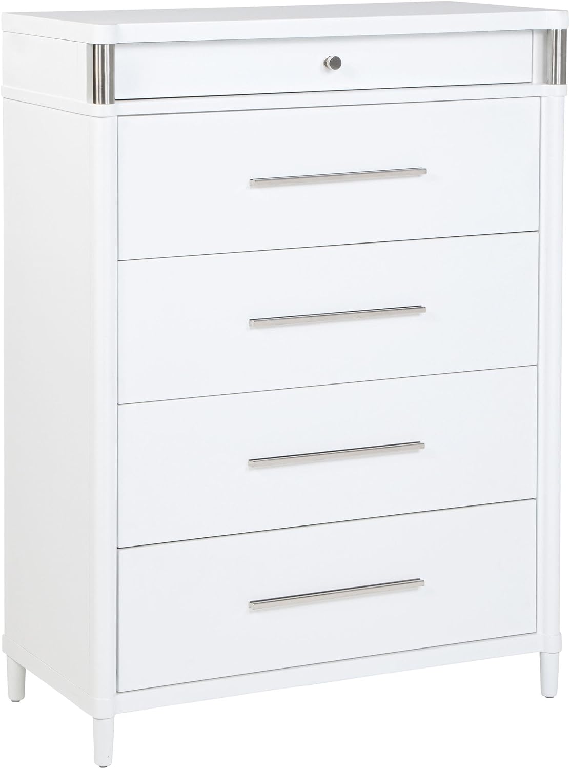 Coaster Home Furnishings - Gracemont - Wood - 5-Piece Bedroom Set with Light Grey Fabric, Vertical Tube, Cord Access and Flat Drawer Fronts - Bedroom - Queen Size - White - 225071Q-S5