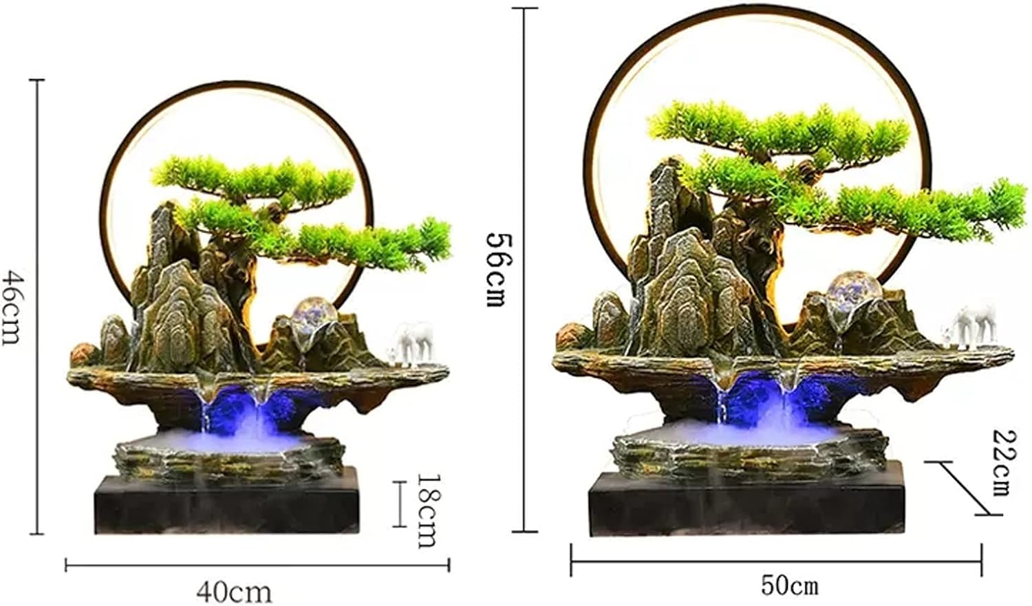 Tabletop Water Fountain Tabletop Water Fountain Rock Falls Fountains Indoor Waterfall Fountain Tabletop Fountains Chinese Artificial Bonsai Interior Decorations with LED Light Indoor Fountain(Large)