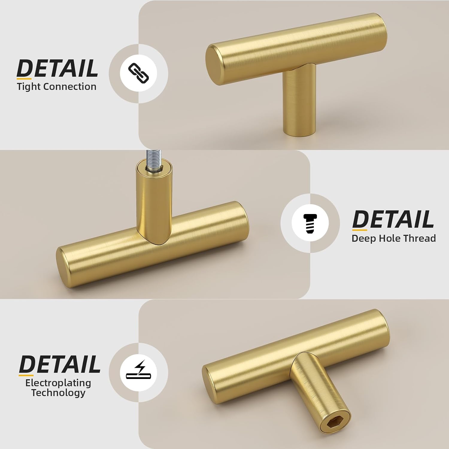 goldenwarm 200 Pack Gold Cabinet Knobs Brushed Brass Cabinet Knobs Gold Dresser Hardware Single Hole Pull Handles for Kitchen Cupboard Doors Closet Hardware 2in Overall Length