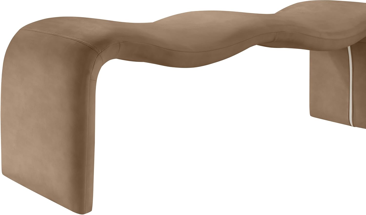 Meridian Furniture 22096Brown Willow Collection Modern | Contemporary Bench with Soft Brown Vegan Leather, Iron Metal Inner Frame, 56.5' W x 18' D x 19' H, Brown