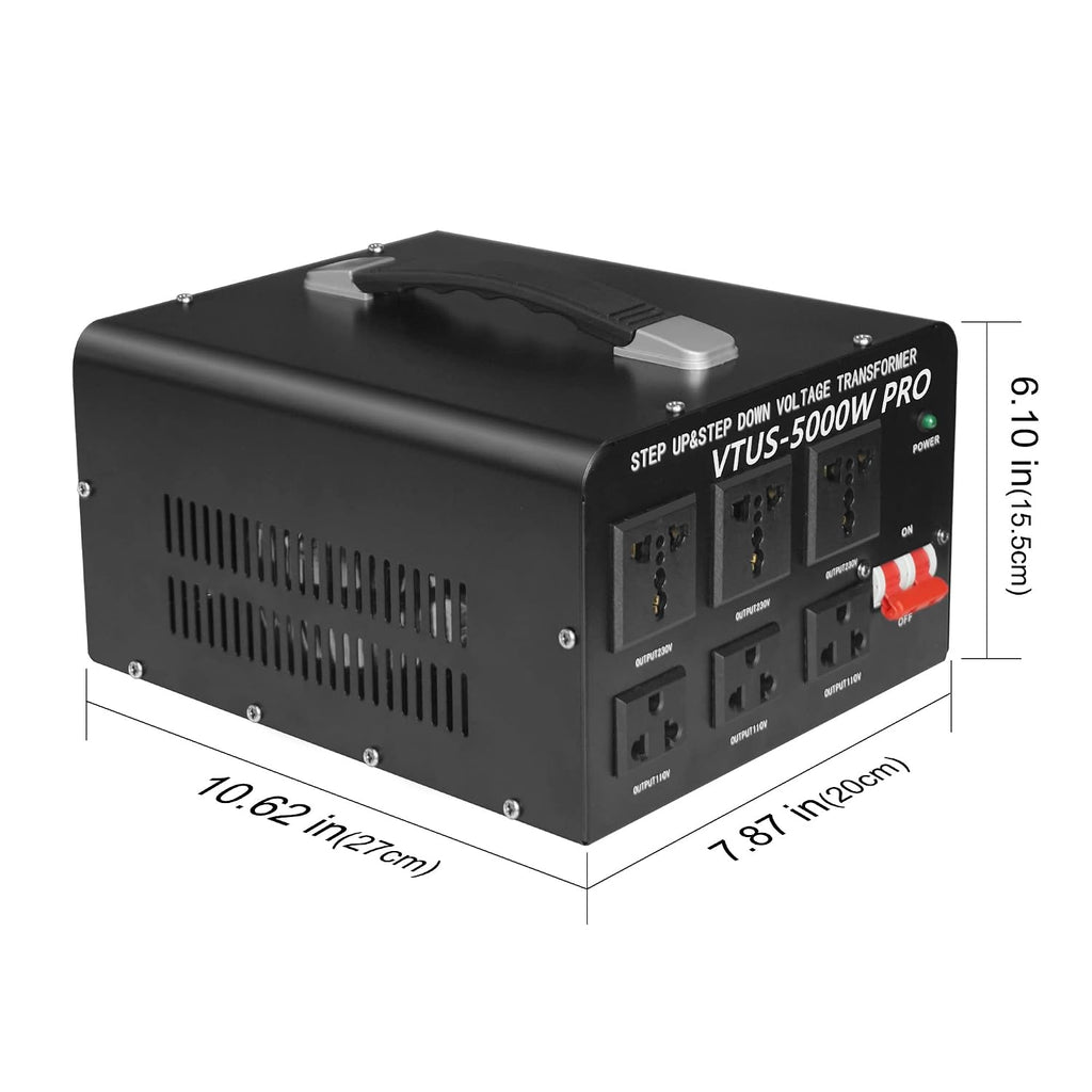 Yinleader 5000W PRO Voltage Transformer Converter Step Up/Down AC 110V/120V to 220V/240V or 220V/240V to 110V/120V Power Converter w/US Standard Power Cord,Circuit Breaker Protection