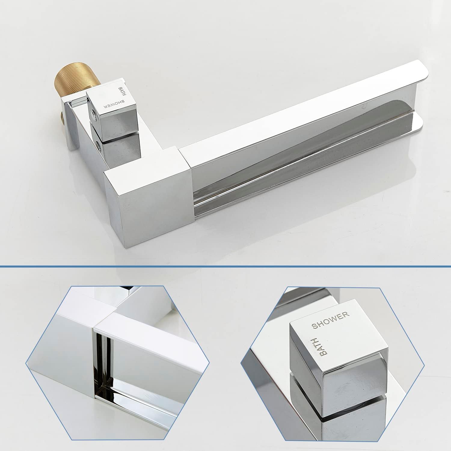 Waterfall Bathtub Faucet with Sprayer, 3-Hole Roman Tub Filler with Hand Shower Deck Mount Waterfall Tub Spout Set Chrome