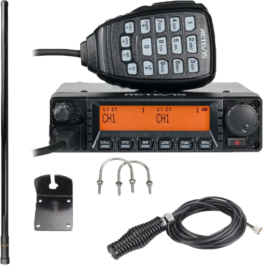 Retevis GMRS Radio Communication Solutions, RA87 Mobile Two Way Radio, Long Range Transceiver for Off-Road(1 Pack) with MR300 GMRS Mobile Radio Antenna(1 Pack)