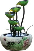 Tabletop Fountain 5-Tier Tabletop Fountains Indoor Lotus Leaf Relaxation Waterfall Decoration Fountain Zen Meditation for Home Office Bedroom Desk Décoration