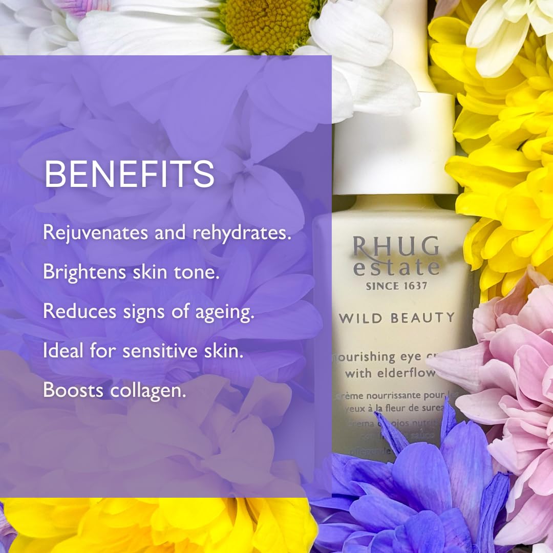Rhug Wild Beauty - Nourishing Eye Cream with Elderflower | Hydrating Under Eye Moisturizer | 15ml | Made in the UK