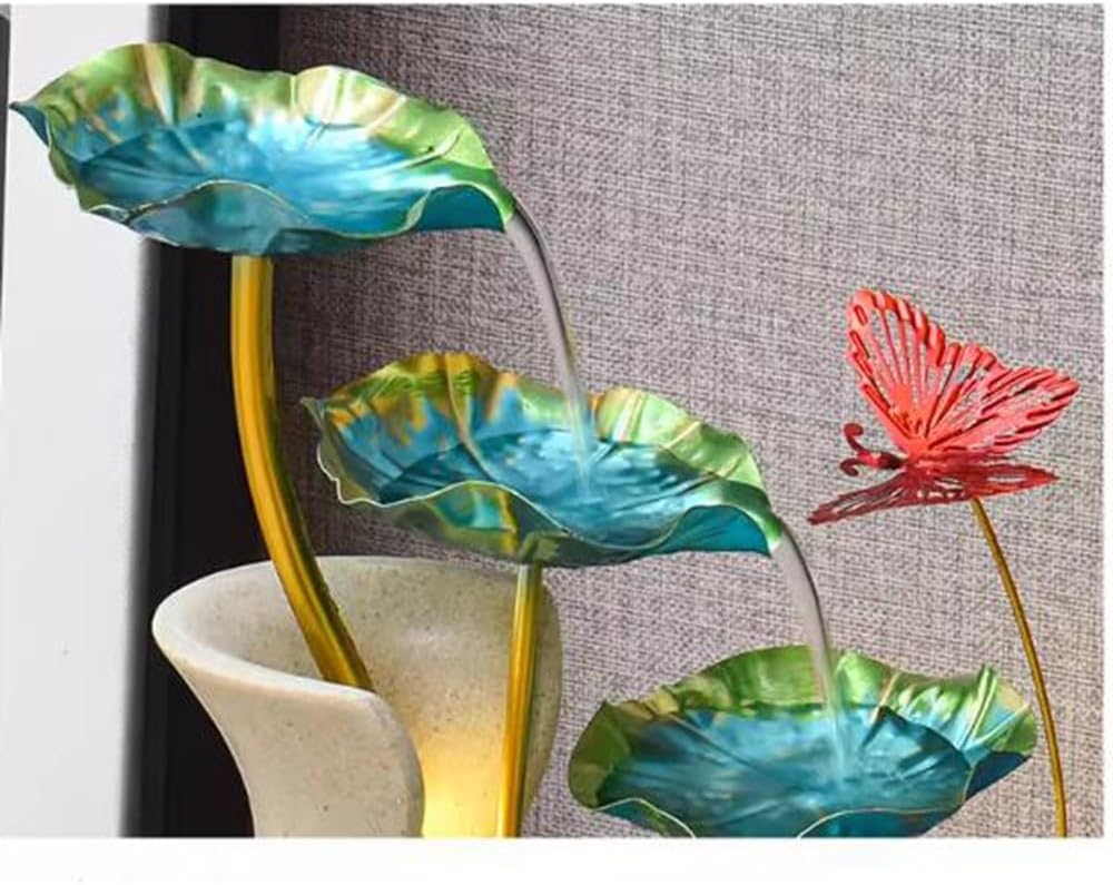 Tabletop Fountains Iron Desktop Fountain Circulating Water Lotus Decoration Zen Meditation Ornament Indoor Fountains