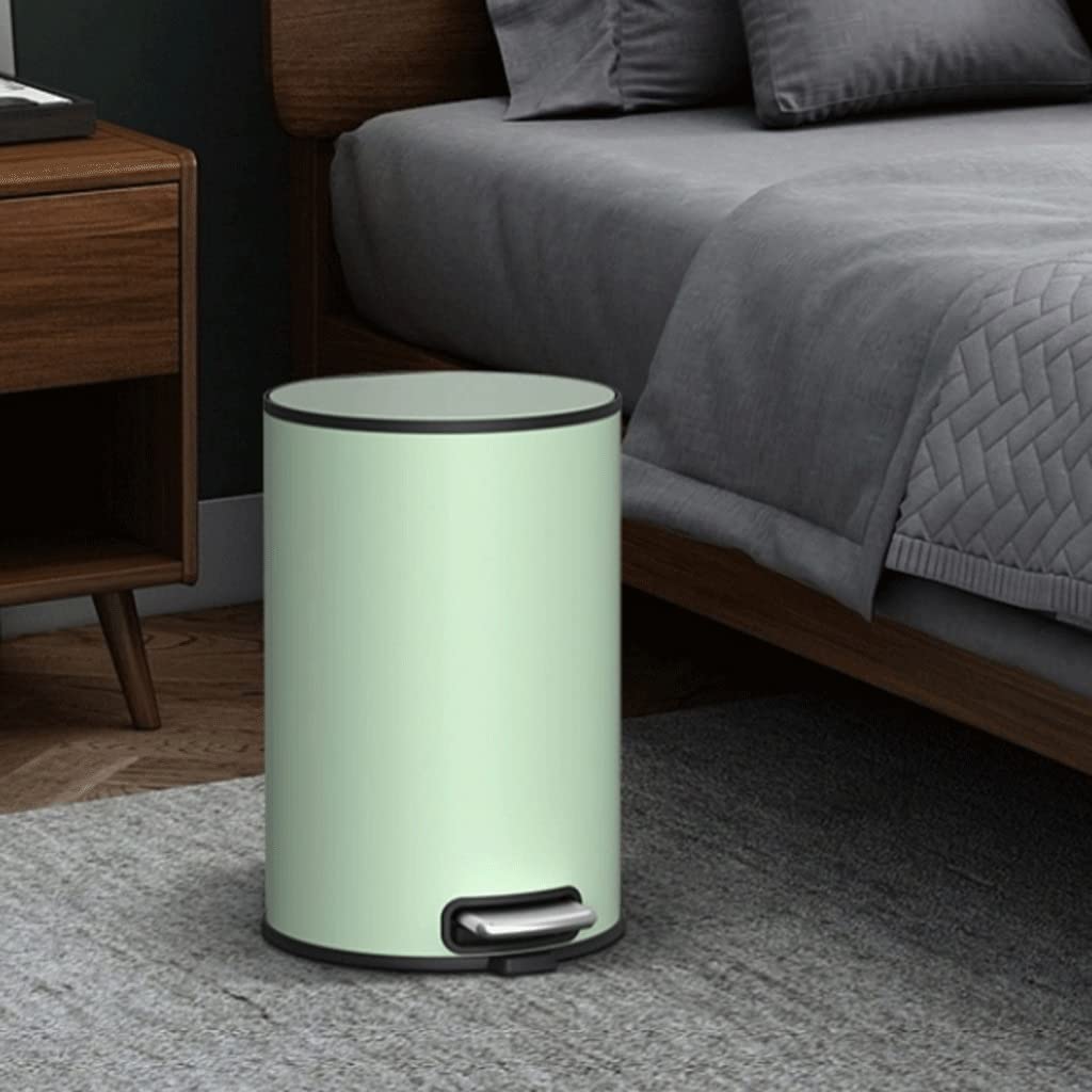 Trash Can Wastebasket Garbage， Step Trash Can with Inner Barrel Garbage Bin with Soft Close Lid, Foot Pedal Garbage Bin for Home Office Container Bins for Bathrooms(Green 9L)