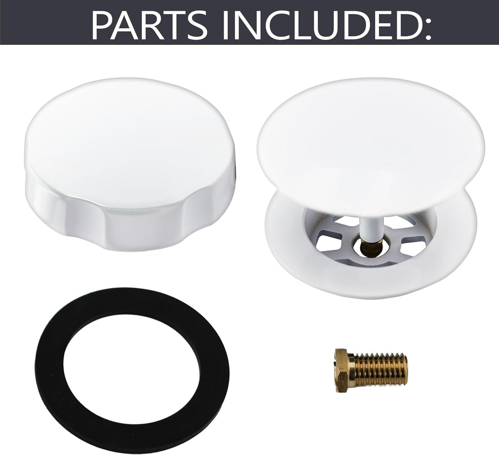 Westbrass D50TE-10-50 Standard 1-1/2' Replacement Trim for Cable Drive Bath Drain Waste & Overflow Assemblies, Powder Coat White (10-Pack)