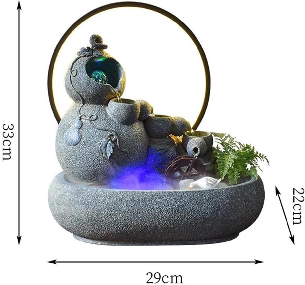 Tabletop Fountain Fountain Water Feature Small Waterfall Fountains, Desktop for Meditation Relaxation(Blue)