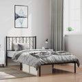 Metal Bed Frame with Headboard Black Twin Size Platform Bed Frame Sturdy Steel Construction Underbed Storage Space for Bedroom Furniture